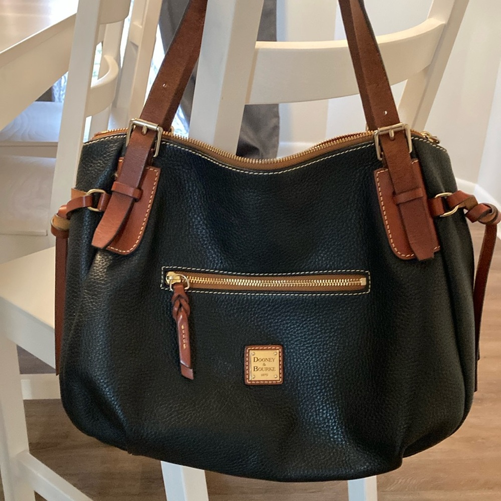Dooney & Bourke Black and Brown Leather Shoulder Bag